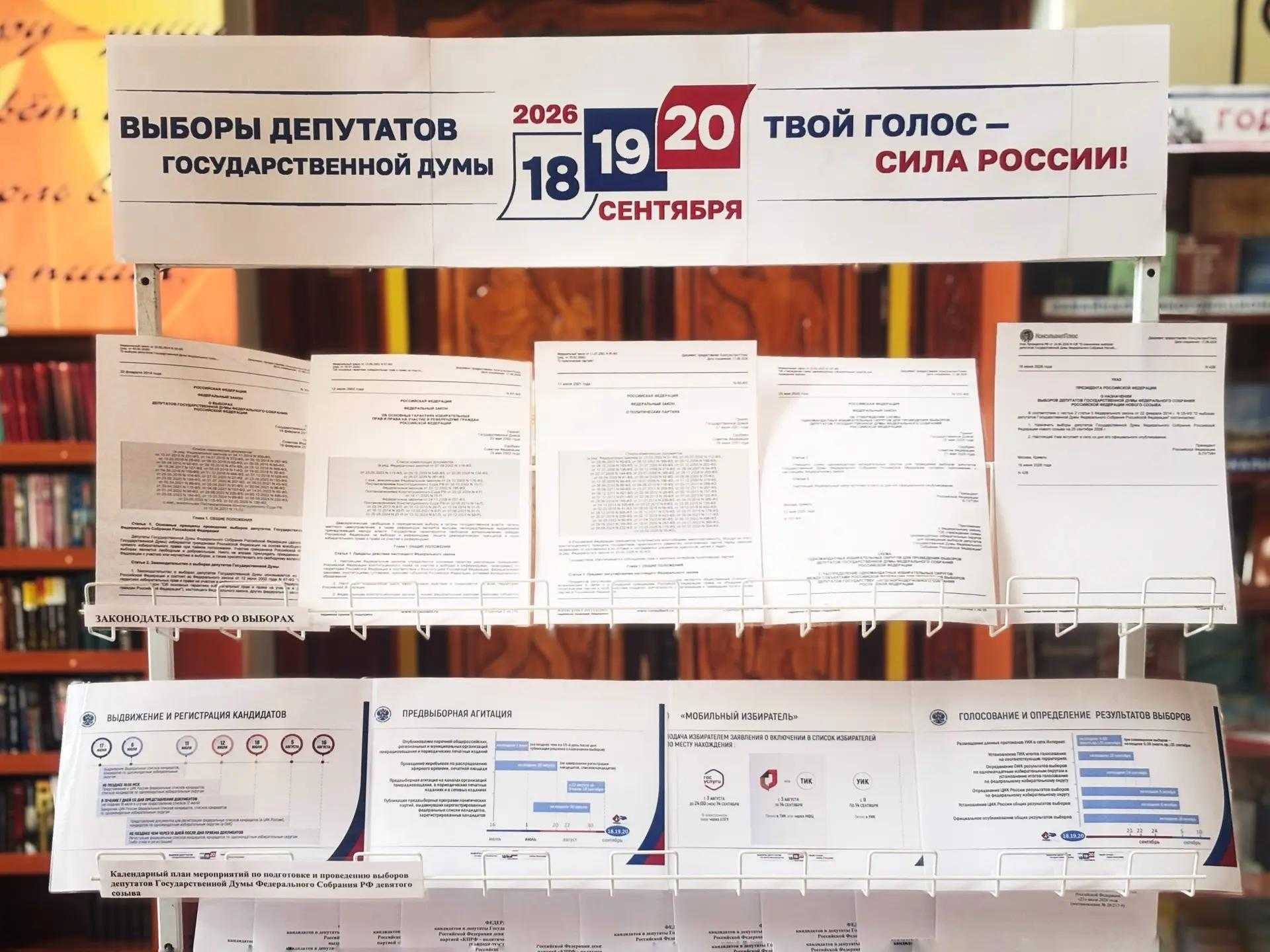 Выборы в Государственную Думу: вся важная информация для избирателей на одном стенде